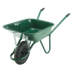 WHEELBARROW PNEUMATIC TYRE GREEN 90L PRESSED PAN ENDURANCE