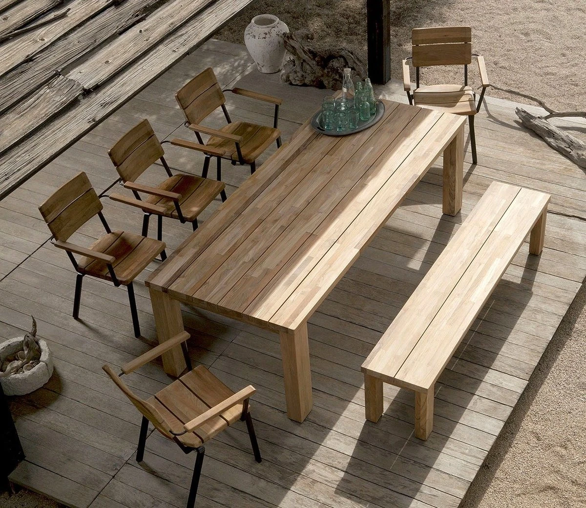 Barlow Tyrie Titan 260cm Rustic Teak Backless Bench 6 Barlow Tyrie Titan 260cm Rustic Teak Backless Bench - Image 4