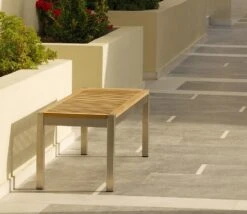 Barlow Tyrie Equinox 135cm Teak Bench -Love Garden a side view of the teak bench. ae8eb09fee945e6e23a0ca399da386c7 original