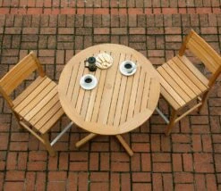 Barlow Tyrie Bermuda 90cm High Dining Table -Love Garden a top down view of the hardwood table top. aceec0ba1b5a8e24e2a6bd5951f293cc original