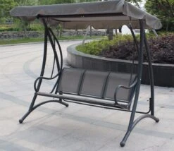 Charles Bentley 3 Seater Grey Swing Seat With Canopy