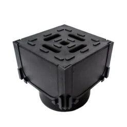 ACO HEXDRAIN CORNER UNIT WITH BLACK PLASTIC GRATING & VERTICAL OUTLET 125x125x125MM