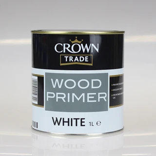 CROWN TRADE PAINT WOOD PRIMER WHITE 1L 5027070 3 CROWN TRADE PAINT WOOD PRIMER WHITE 1L 5027070