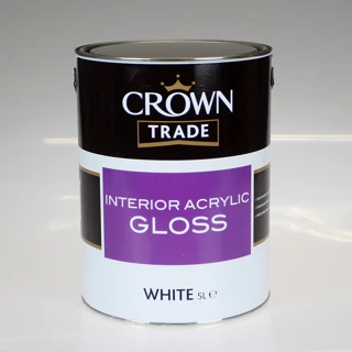 CROWN TRADE PAINT INTERIOR ACRYLIC GLOSS WHITE 5L 3 CROWN TRADE PAINT INTERIOR ACRYLIC GLOSS WHITE 5L