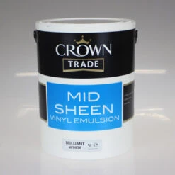 CROWN TRADE PAINT VINYL MID SHEEN BRILLIANT WHITE 5L 5064697