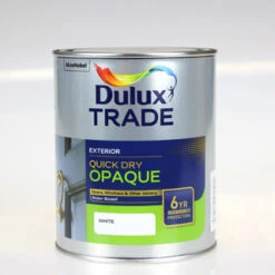 DULUX TRADE PAINT QUICK DRY OPAQUE WHITE 1L