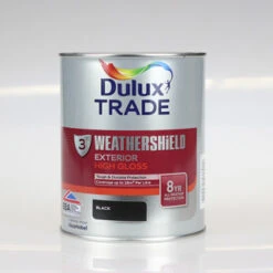 DULUX TRADE PAINT WEATHERSHIELD GLOSS BLACK 1L