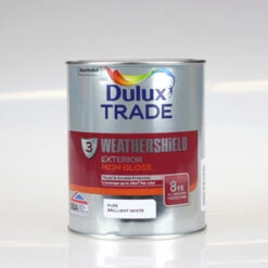 DULUX TRADE PAINT WEATHERSHIELD GLOSS PURE BRILLIANT WHITE 1L