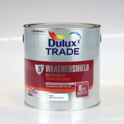 DULUX TRADE PAINT WEATHERSHIELD GLOSS PURE BRILLIANT WHITE 2.5L