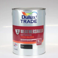DULUX TRADE PAINT WEATHERSHIELD GLOSS BLACK 5L