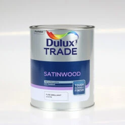 DULUX TRADE PAINT SATINWOOD PURE BRILLIANT WHITE 1L