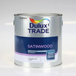 DULUX TRADE PAINT SATINWOOD PURE BRILLIANT WHITE 2.5L
