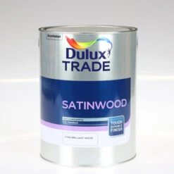 DULUX TRADE PAINT SATINWOOD PURE BRILLIANT WHITE 5L