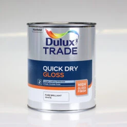 DULUX TRADE PAINT QUICK DRY GLOSS PURE BRILLIANT WHITE 1L