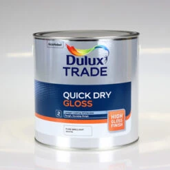 DULUX TRADE PAINT QUICK DRY GLOSS PURE BRILLIANT WHITE 2.5L