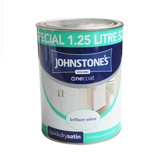 JOHNSTONES SATIN QUICK DRY BRILLIANT WHITE 1.25L 3 JOHNSTONES SATIN QUICK DRY BRILLIANT WHITE 1.25L