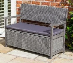 Rowlinson Alderley Rattan Storage Bench - Grey