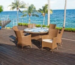 Alexander Rose San Marino 1.2m Round Table With Glass Top